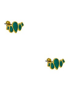 AMOR AMOR Σκουλαρίκια Από Ορείχαλκο Επιχρυσωμένο 24Κ Σχήματα Πράσινα PF48567