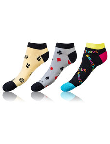 Bellinda Μπελλίντα CRAZY IN-SHOE SOCKS 3x - Μοντέρνες χρωματιστές χαμηλές κάλτσες unisex - κίτρινες - μαύρες - γκρι