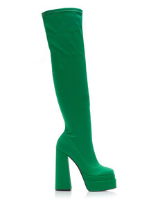 TSOUKALAS Μπότες πράσινες υφασμάτινες δίπατες κάλτσα με φερμουάρ