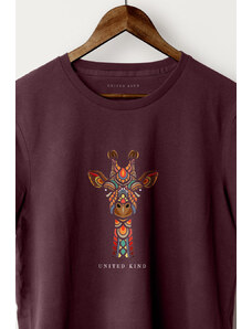 UnitedKind Tribal Girafe, T-Shirt σε μπορντώ χρώμα