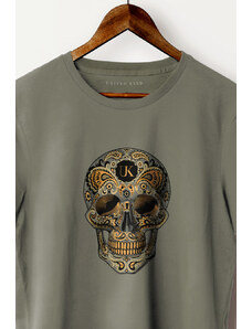 UnitedKind Golden Mexican Skull, T-Shirt σε χακί χρώμα