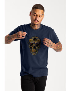 UnitedKind Golden Mexican Skull, T-Shirt σε μπλε χρώμα