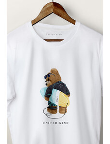 UnitedKind Wave Surfer Teddy, T-Shirt σε λευκό χρώμα