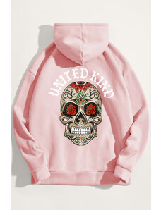 UnitedKind Hustle Skull, Φούτερ με κουκούλα σε ροζ χρώμα
