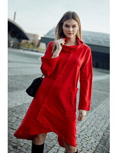FASARDI Τραπεζοειδές κόκκινο φόρεμα με φαρδύ ζιβάγκο