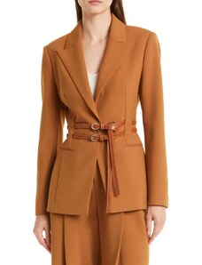 TED BAKER Σακακι Hallei Single Breasted Blazer With Leather Belt 264240 camel