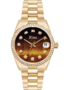 JCOU Gliss Crystals - JU19060-6, Gold case with Stainless Steel Bracelet