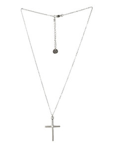 Ατσάλινο Κολιέ, αλυσίδα με σταυρό, Μήκος 40cm, Ασημί, 2112-160A | Karma Fashion