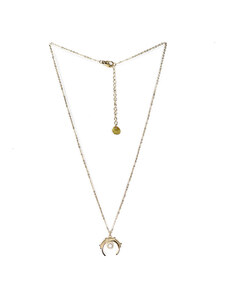 Ατσάλινο Κολιέ, αλυσίδα με πέρλα, Μήκος 40cm, Χρυσαφί, 2112-162X | Karma Fashion