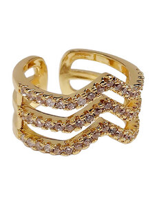 Δαχτυλίδι Μεταλλικό με στρας, Χρυσαφί, 2112-055X | Karma Fashion