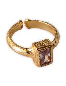 Δαχτυλίδι Μεταλλικό με στρας, Χρυσαφί, 2112-054X | Karma Fashion