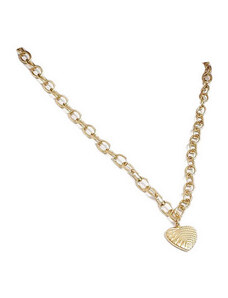 Ατσάλινο Κολιέ, αλυσίδα με καρδιά, Χρυσαφί, Μήκος 45cm, 2012-189X | Karma Fashion