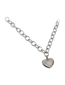 Ατσάλινο Κολιέ, αλυσίδα με καρδιά, Ασημί, Μήκος 45cm, 2012-189A | Karma Fashion