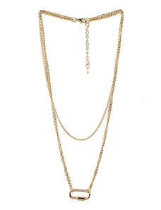Κολιέ Μεταλλικό Copper διπλή αλυσίδα, Μήκος 40cm, Χρυσαφί, 2012-173X | Karma Fashion