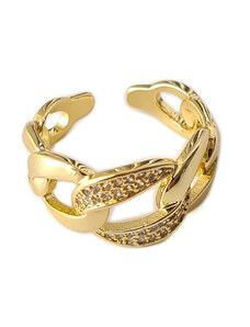 Δαχτυλίδι Μεταλλικό Copper με στρας, Χρυσαφί, 2012-032X | Karma Fashion