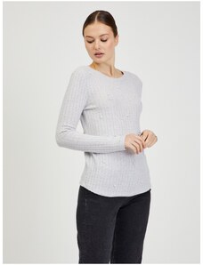 Ανοιχτό γκρι γυναικείο πουλόβερ με ραβδώσεις ORSAY - Ladies