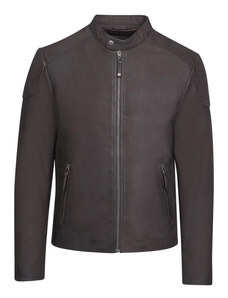 Prince Oliver Racer Jacket Καφέ 100% Leather Jacket (Modern Fit)