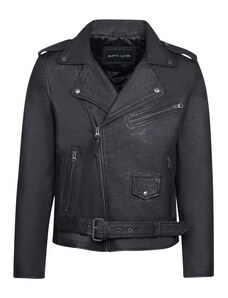 Prince Oliver Vintage Perfecto Jacket Μαύρο 100% Leather (Modern Fit)