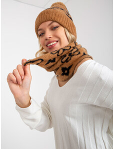 Fashionhunters Γυναικείο χειμωνιάτικο μαντήλι καμηλό μαύρο χρώμα