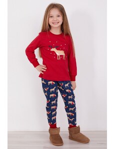 Παιδική χειμωνιάτικη πιτζάμα για κορίτσι Roly Poly SNOWDEER GIRL Βαμβακερή Κόκκινο