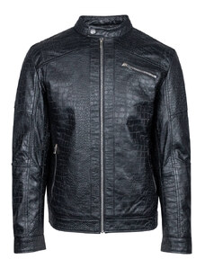 Prince Oliver Croco Style Racer Jacket Μαύρο 100% Leather (Modern Fit)