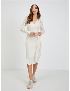 Cream Γυναικείο Διάτρητο Πουλόβερ Φόρεμα με Γραβάτα ORSAY - Γυναικεία