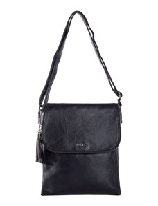 Fashionhunters Μαύρη ορθογώνια τσάντα messenger από οικολογικό δέρμα