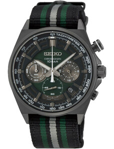 SEIKO Racing Sports Chronograph - SSB411P1, Grey case with Multicolor Fabric Strap