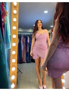 Amorada Μινι glitter φόρεμα "Zenia" ροζ