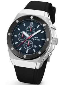 TW STEEL CEO Tech Chronograph - CE4104, Silver case with Black Leather Strap