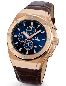 TW STEEL CEO Tech Chronograph - CE4106, Rose Gold case with Brown Leather Strap
