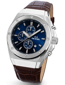 TW STEEL CEO Tech Chronograph - CE4107, Silver case with Brown Leather Strap