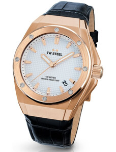 TW STEEL CEO Tech - CE4109, Rose Gold case with Black Leather Strap
