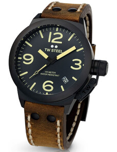 TW STEEL Canteen - CS103, Black case with Brown Leather Strap