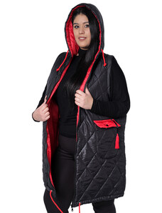 Francesca Fashion Αμάνικο μπουφάν καπιτονέ μαύρο - κόκκινο 401-402 Μαύρο