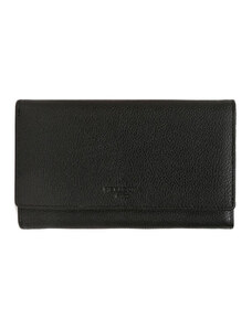 Γυναικείο πορτοφόλι μεσαίο με κούμπωμα Hexagona σε μαύρο δέρμα ERU214PU - 25251-01