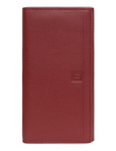 HEXAGONA Γυναικείο πορτοφόλι μεγάλο με κούμπωμα σε κόκκινο σκούρο δέρμα ERI203PI - 25442-06