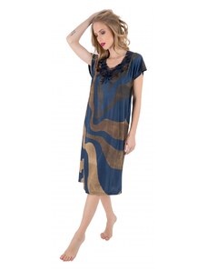 Γυναικείο Καλοκαιρινό Φόρεμα Midi Claire Katrania - Μπλε/Καφέ - CK-1564