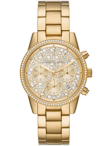 MICHAEL KORS Ritz Chronograph Crystals - MK7310, Gold case with Stainless Steel Bracelet