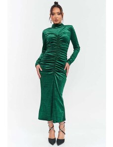 DeCoro Φόρεμα Velvet με Glitter και Σούρες - ΚΥΠΑΡΙΣΣΙ