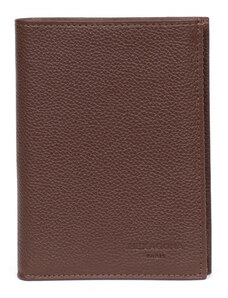 HEXAGONA Ανδρικό πορτοφόλι όρθιο σε καφέ δέρμα JKQ118UQ - 226559-04