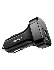USAMS φορτιστής αυτοκινήτου C13, 2x USB, 2.1A, μαύρος