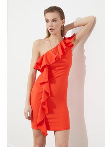 Trendyol Μοντέρνο κόκκινο σφόνδυλο λεπτομερές φόρεμα