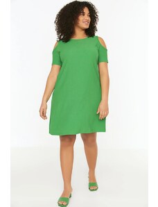 Trendyol Curve Green A-line Cut-Out Λεπτομερές Πλεκτό Φόρεμα
