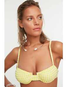 Trendyol Bikini Top - Κίτρινο - Καρό