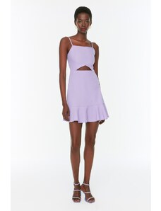 Trendyol Purple Cut Out Λεπτομερές Υφαντό Φόρεμα