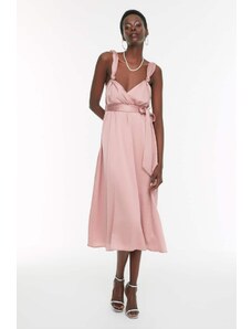 Trendyol Αποξηραμένο Ροζέ Φύλλο Λεπτομερές Βραδινό Φόρεμα