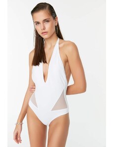 Trendyol White Tulle Detailed Swimsuit