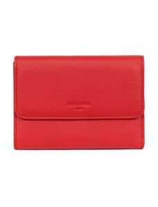 Γυναικείο πορτοφόλι μεσαίο με κούμπωμα Hexagona σε κόκκινο ανοιχτό δέρμα FGA245DA - 227280-62