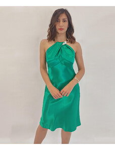 Estel Collection Φόρεμα Σατέν Σμαραγδί